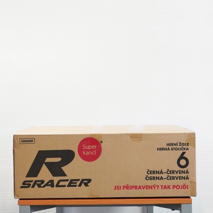 Тканинне ігрове крісло SRACER R6, ігрове крісло до 130 кг, гоночне крісло з підголівником, з поперековою опорою, з 2D підлокітниками, чорно-червоне