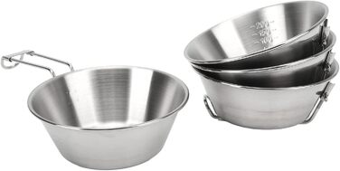 Набір посуду для кемпінгу Alomejor, 4-предметний набір мисок з нержавіючої сталі 304 зі складними ручками для активного відпочинку та походів, 12 x 4,5 см