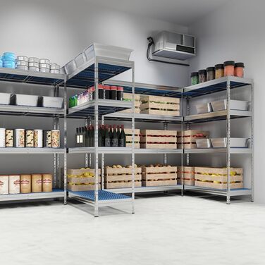 Харчова полиця з 4 пластиковими полицями, висота 180 см (180x148x50)