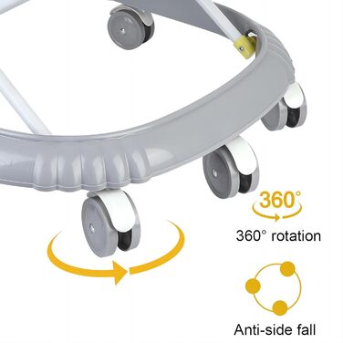 Дитячі ходунки з ігровою приставкою, регульовані по висоті, зручне сидіння, для хлопчиків та дівчаток віком 6-36 місяців (сірий VII)