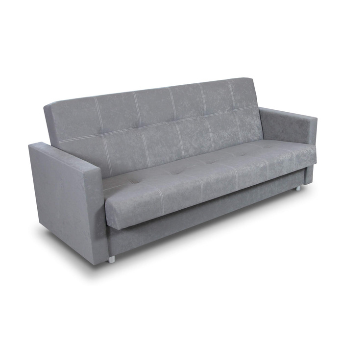 Розкладний диван Suedine Dave - Диван з функцією сну та ящиком для зберігання речей, ліжко, вибір кольорів, розкладний диван, диван від виробника, клік-клак (Сірий (Suedine 06))