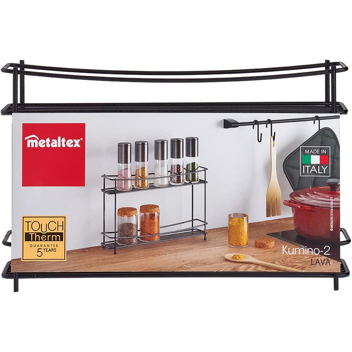 Підставка для спецій Kumino-2 Lava, металева, чорна, 33x8x21 см 33x8x21 см Чорна