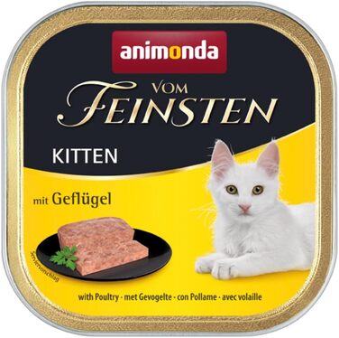 Вологий корм для кошенят від Feinsten Kitten з птицею (32 x 100 г), вологий корм для кошенят без зерна та цукру від animonda, зі свіжими м&39ясними інгредієнтами