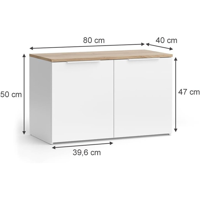 Комод Vicco Wido, білий/Сонома, 40 x 50 см з 2 дверцятами