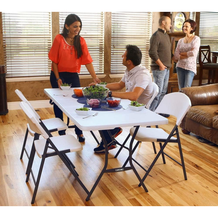 Прямокутний розкладний стіл Lifetime, білий, гранітний вигляд, 185 x 76 x 74 см (92105)