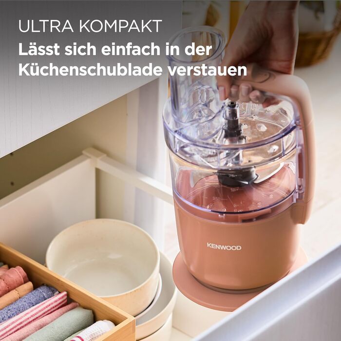 Кухонний комбайн Kenwood MultiPro Go FDP22.130RD подрібнення, нарізка, тертя, пюре та заміс, 360 Express Serve, чаша 1,3 л, ніж для замісу, диск 4 мм, 650 Вт, колір теракотовий