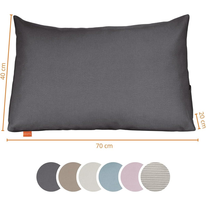 Подушка для спини Sleepling, клиноподібна подушка для ліжка та дивана, поперекова подушка, трикутна подушка для читання, пляжна подушка, подушка зі знімним чохлом, який можна прати, бічна кишеня, ширина 70 см, темно-сіра 70 x 40 x 20 см