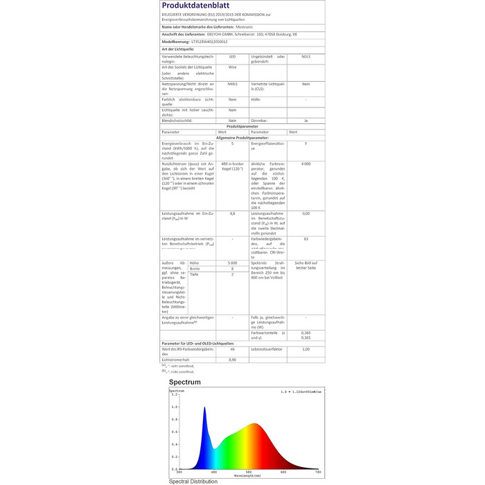 Світлодіодна стрічка Mextronic 3528, нейтральний білий (4000K), 48W, 500 см, 12V, IP20