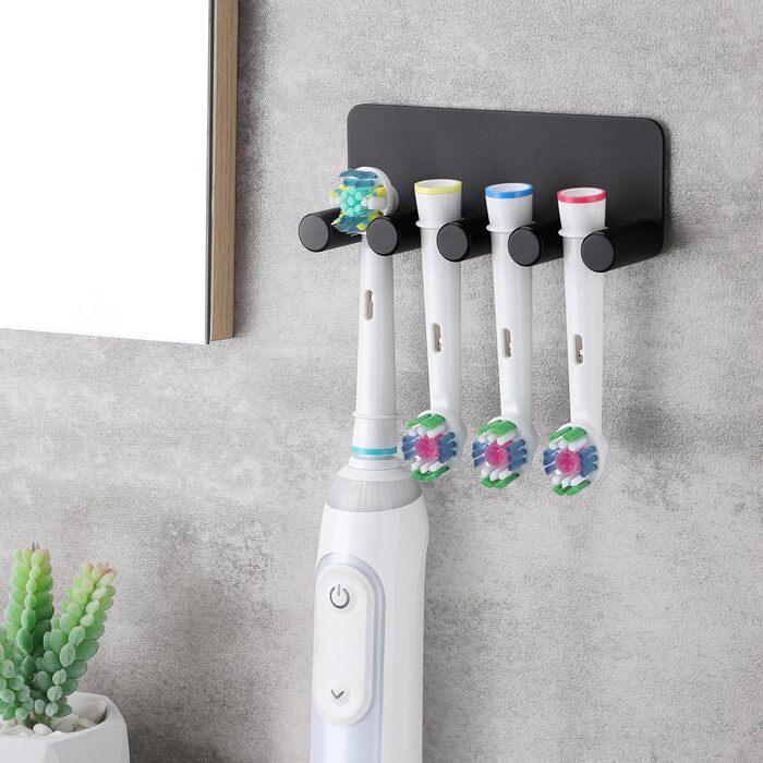 Тримач зубної щітки OETAMS Настінний тримач електричної зубної щітки Без свердління Тримач головки щітки Тримач зубної щітки з нержавіючої сталі Самоклеючий тримач головки зубної щітки чорний