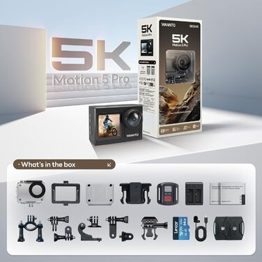 Підводна камера Ultra HD Сенсорний екран 170 Широкий кут, EIS стабілізація із зовнішнім мікрофоном 64 ГБ U3 Карта памяті, 5K 24MP Motion 5 Pro 40M