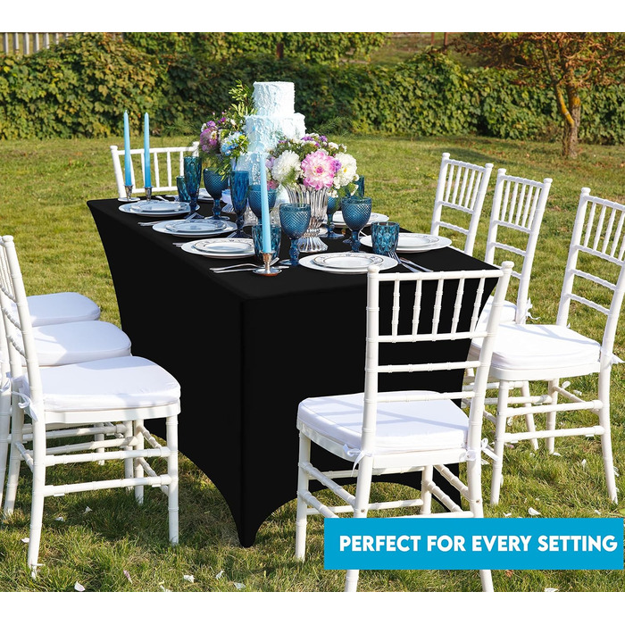Кухонна спандекс-скатертина Utopia 2 Pack 6FT, чорна щільно прилягає, миється і не утворює зморшок на відкритому повітрі для заход