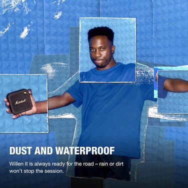 Бездротова Bluetooth-колонка Marshall Willen II, понад 17 годин без підзарядки, водонепроникна за стандартом IP67 - чорний і латун