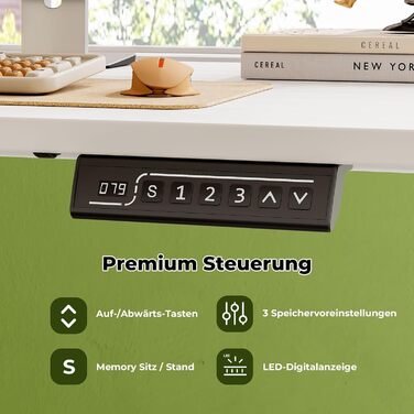 Стіл з регульованою висотою 88 x 50 см, цільна стільниця, електричний стіл з 4 колесами для роботи сидячи та стоячи, невеликий комп&39ютерний стіл для домашнього офісу, білий, ДСП, 88 x 50 см