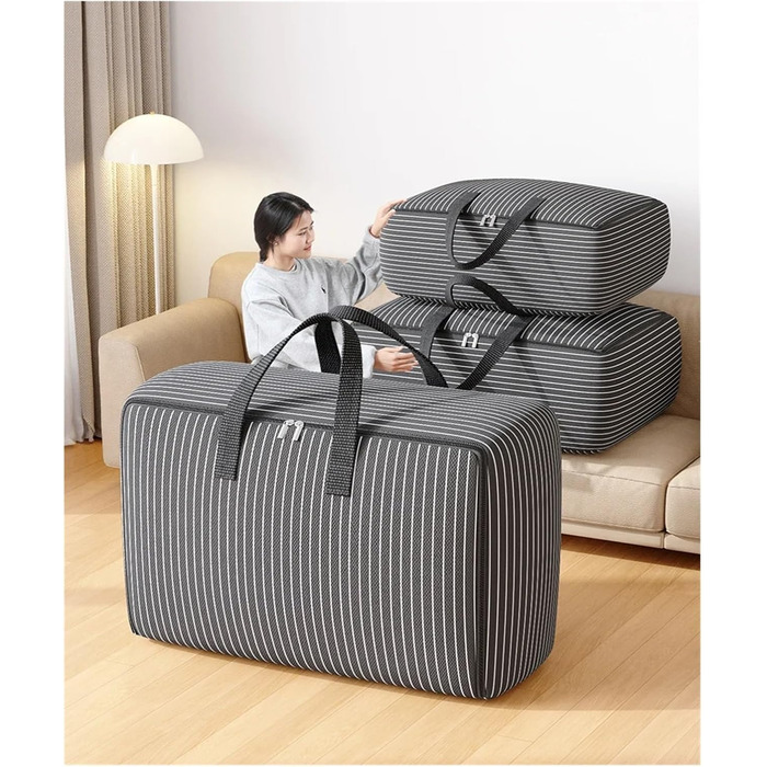 Велика місткість сумки для зберігання одягу, складна ковдра, контейнер для організації спальні, шафа (чорний-L), 3 шт.