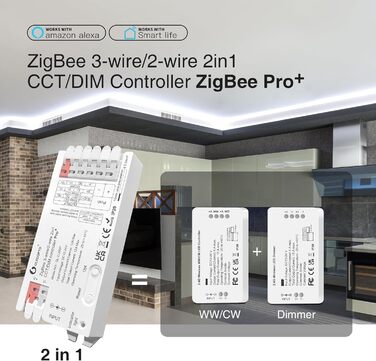 Контролер світла GLEDOPTO ZigBee 3.0 Pro WWCW 2 в 1 CCT Dimmer 12A Max H/ue Alexa Homey Tuya Smart Life APP Control 2 в 1 світлодіодний контролер