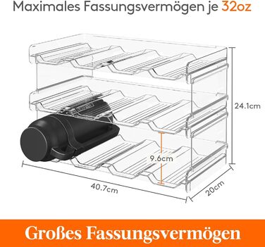 Тримач для пляшок Lifewit, що штабелюється, для шафи, морозильної камери, комори - пластиковий тримач для пляшок з водою для кухонної стільниці, шафи, офісу, кожна полиця вміщує 12 пляшок, 3-рівневий - 12 пляшок