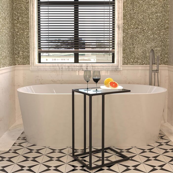 С-подібний приставний столик, комплект з 2 приставних столиків до дивана, журнальний столик, маленький столик, столик до дивана, тумбочка біля ліжка, бічний столик, столик для ноутбука, столик до дивана, скло, чорний (2 шт.)