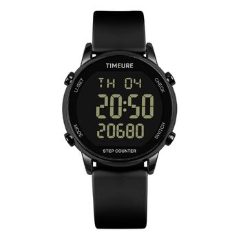 Жіночий крокомір, крокомір для ходьби, не потрібен додаток/телефон, водонепроникний фітнес-трекер калорій, відстеження відстані, будильник, великий цифровий дисплей, годинник, TU-2509 повністю чорний