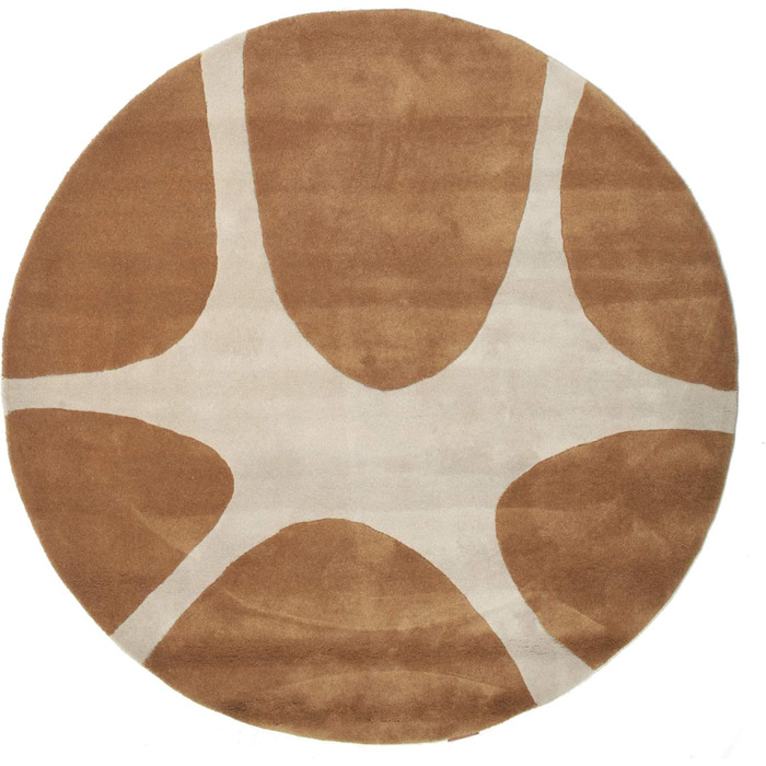 Камені ручної роботи, Килим, Середній ворс, 150 см, Круглий, Сучасний, Шерсть, Передпокій, Спальня, Кухня, Вітальня, Коричневий, К