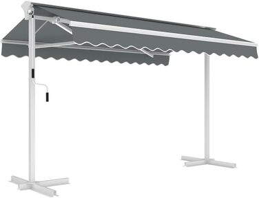 Окремостояча маркіз METRO Professional з ручкою, алюміній/поліестер, 3,5 x 3 м, сріблястий