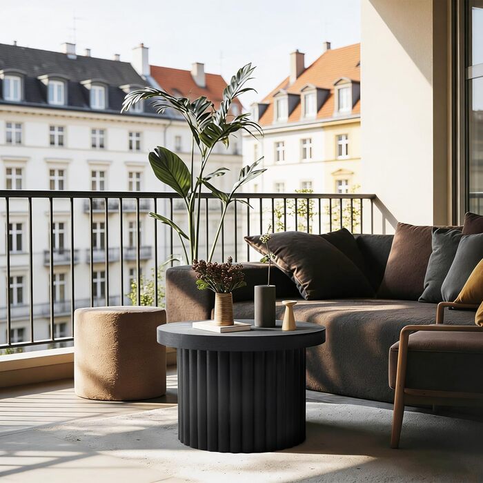 Круглий журнальний столик, сучасний дерев&39яний стіл для вітальні, журнальний столик для вітальні (чорний, Ø60 см x В40 см) Чорний Ø60 см x В40 см