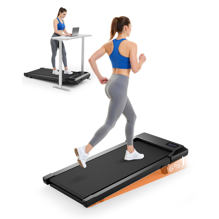 Ходовий килимок Superun з нахилом, макс. 159 кг/136 кг, бігова доріжка 2,5 к.с. для домашнього використання зі світлодіодним освітленням, тихий стіл для бігової доріжки з додатком та багатокористувацькою біговою доріжкою, 90 см, з нахилом 6, чорний