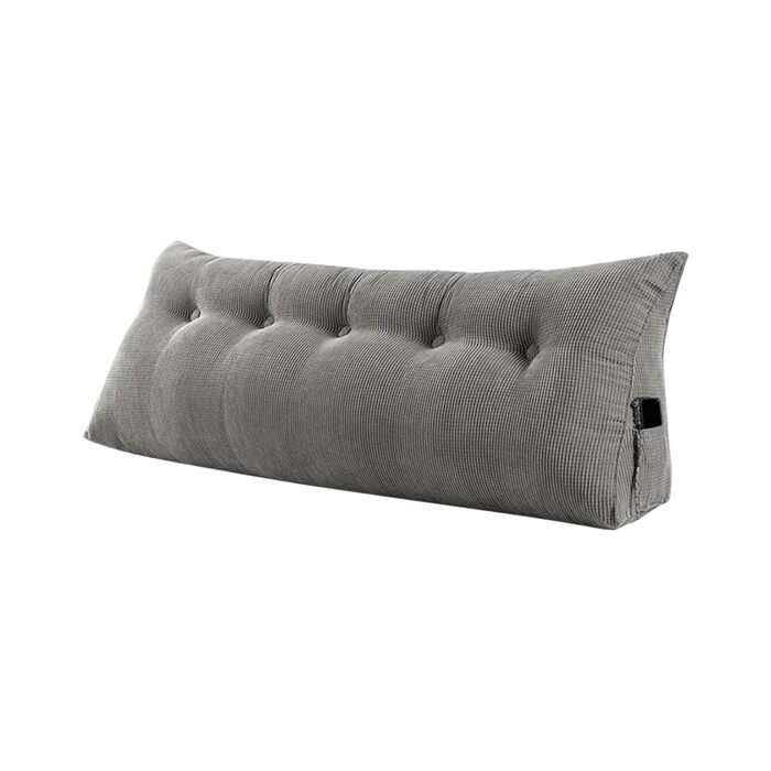 Подушка для спини Supfine, подушка для читання для ліжка та дивана, клиноподібна подушка з кишенею для мобільного телефону, вельвет, подушка для сидіння, настінна подушка, чохол, який можна прати (160x50x20 см, сірий, вельвет) сірий, вельвет 160x50x20 см