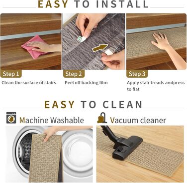 Нековзні килимки для сходів для дерев&39яних сходів у приміщенні, 22,9 x 91,4 см, 8 шт. , надзвичайно широкі сходинки, килим, доріжка для сходів, подушки для сходів з багаторазовим клеєм, для собак, 9 x 36 дюймів, бежевий 8