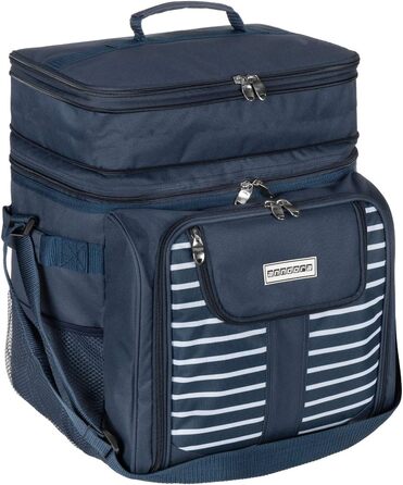Сумка для пікніка anndora, синьо-біла, сумка-холодильник з аксесуарами, для 4 осіб, 29 предметів, темно-синьо-білий колір