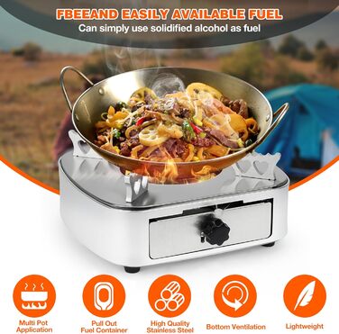 Спиртова плита onlyfire Spirit Stove, портативна кемпінгова плита для використання в приміщенні та на вулиці, компактна спиртова плита з нержавіючої сталі, спиртоварка, спиртова плита для приготування їжі, кемпінгу, трекінгу, саду, пікніка