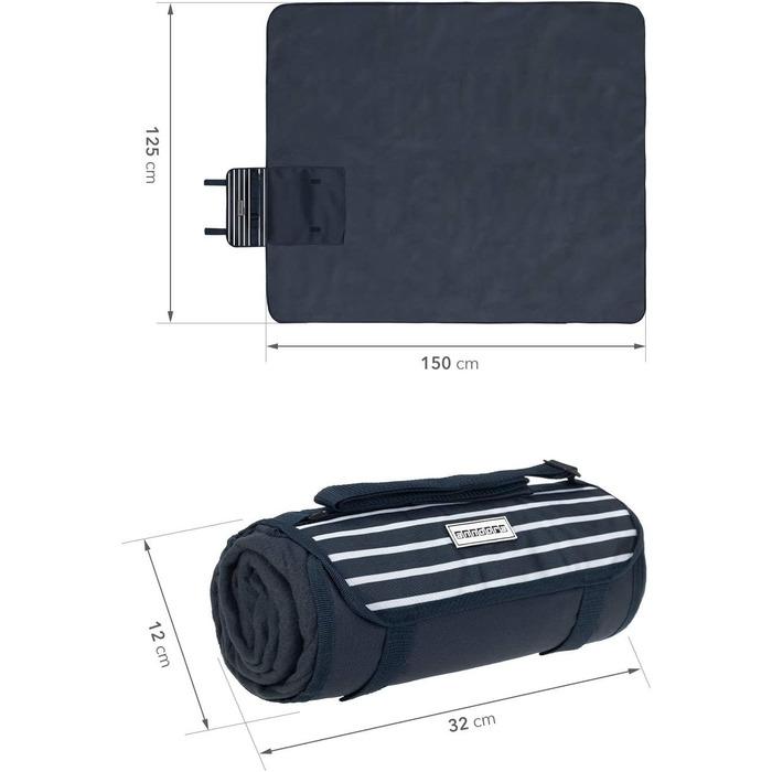 Рюкзак для пікніка anndora, набір з 15 аксесуарів ковдра для пікніка, синьо-біла смужка, темно-синій та білий