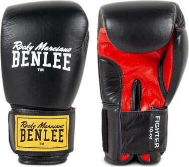 Боксерські рукавички BENLEE Fighter Leather 12 oz, чорні/червоні, одинарні