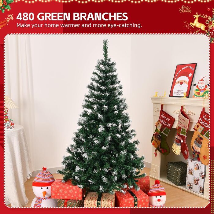 Реалістична штучна різдвяна ялинка зі сніговими верхівками 120 см RBFGYIOP