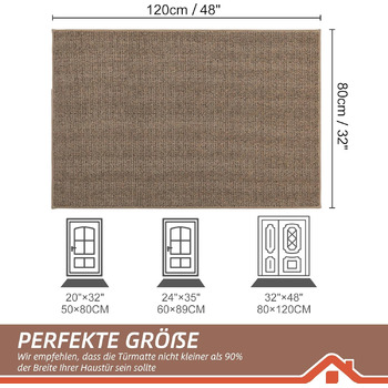 Килимок BEQHAUSE для прихожих у приміщенні, брудозбірник, нековзний, килимок, що миється, для передніх та задніх дверей, вхід, коридор, 80x120 см, сіро-коричневий 80 x 120 см (прямокутний) сіро-коричневий