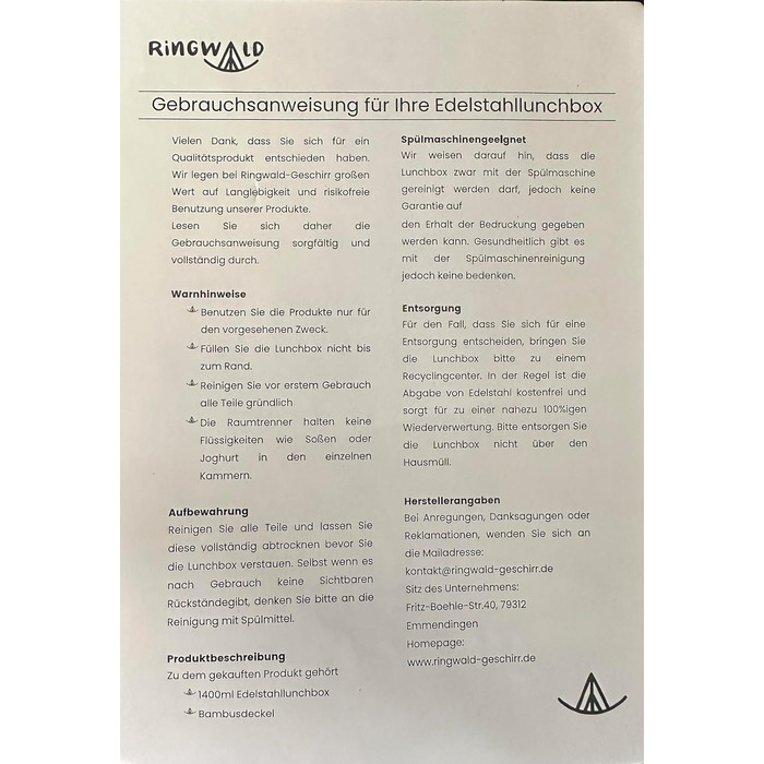 Ланчбокс Ringwald Edelstahl Rosa 1400 мл для дитячого садка та школи, великий, з роздільниками та бамбуковою кришкою, без BPA та пластику, рожевий