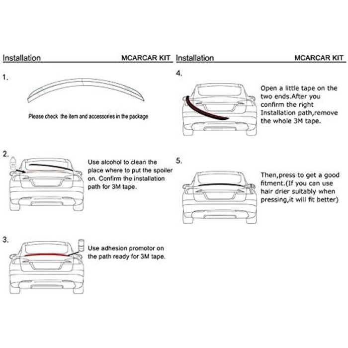 Заднє крило-спойлер автомобіля з ABS пластику для VW Scirocco 2008-2017 / MK3/3.5 R, заднє крило заднього крила Racing Lip Decoration