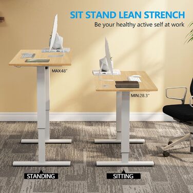 Електричний стіл Soges з регулюванням висоти та функцією пам&39яті для чотирьох індивідуальних варіантів висоти, перевірено TV, міцний сталевий каркас для офісу та дому, 60 x 140 см, тик