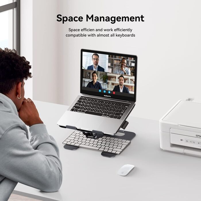 Підставка для ноутбука GIISSMO, регульована по висоті, з алюмінієвим корпусом та вентиляцією для столу, сумісна з MacBook Pro/Air 10-17, Dell, Lenovo, Samsung, Acer, Huawei MateBook