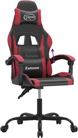 Геймерське крісло з функцією відкидання спинки, штучна шкіра чорного/бордового кольору, 57,5x59,5x121-131 см, для покращеного ігрового досвіду, модель 3143873