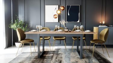 Розкладний обідній стіл Newfurn 160-200 см, включаючи стільницю, антрацит, дуб сонома, обідній стіл у сучасному сільському стилі - 160x75x90 см (ШxВxГ) - Кухонний стіл Обідній стіл - дуб сонома 160-200 x 90 см