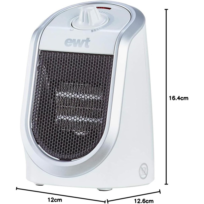 Керамічний вентилятор-обігрівач EWT DDF 250 Вт, компактний настільний пристрій з USB-портом та термостатом, функцією заряджання смартфона, обігрівач зі світлодіодним підсвічуванням, плавне регулювання потужності, 250 Вт, білий