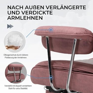 Ігрове крісло GTPLAYER, офісне крісло з пружинною опорою для попереку, ергономічне та зручне широке офісне комп&39ютерне крісло з м&39якими підлокітниками та підставкою для ніг, що виходять назовні, рожева тканина