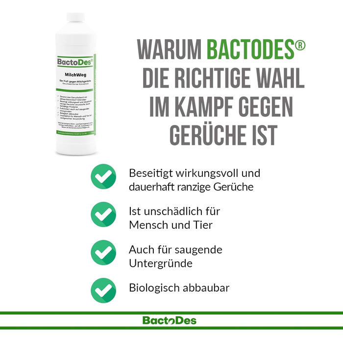 Спеціальний нейтралізатор запаху MilchWeg 1л концентрат з пляшкою для розпилення - Ензимний очищувач з ефектом BIO мікробів проти запаху молока - Засіб для видалення згірклого жиру з вершків, жиру, олії 1л (1 упаковка)