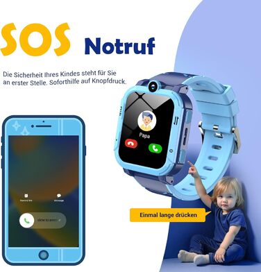 Розумний годинник Blackview Kids, слот для SIM-картки, LBSWiFiGPS-трекер, функція 4G, екстрений виклик SOS, телефонні дзвінки, відеодзвінки, голосовий чат, SMS, шкільний режим, дитячий годинник для хлопчиків та дівчаток, 4G - Прусський синій