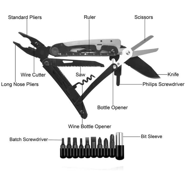 Мультитул Кишеньковий ніж Інструмент Подарунки Багатофункціональний інструмент Туристичні аксесуари 18 в 1 Мультитули Складаний ні