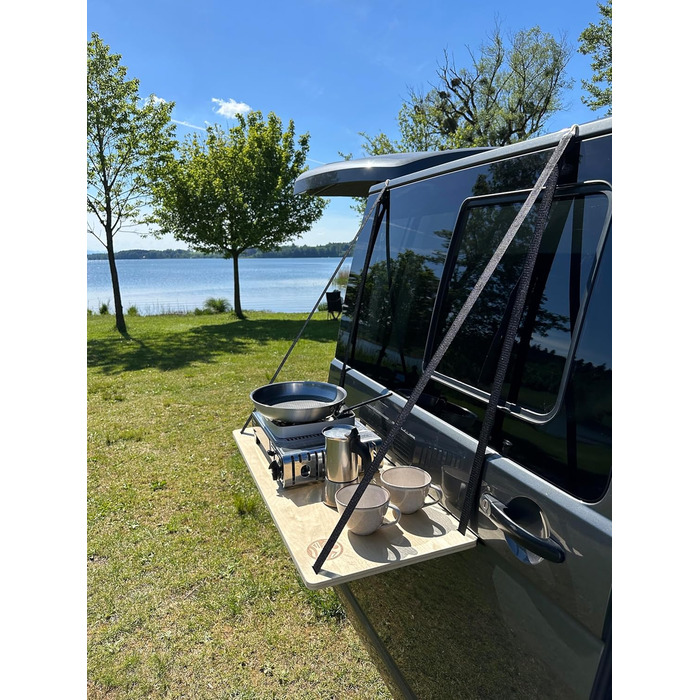 Підвісний столик для кемпінгу, підвісна полиця, дерев&39яна вулична кухня для кемперів, розсувні двері для автобуса VW, регульована висота, 80x35x1,5 см
