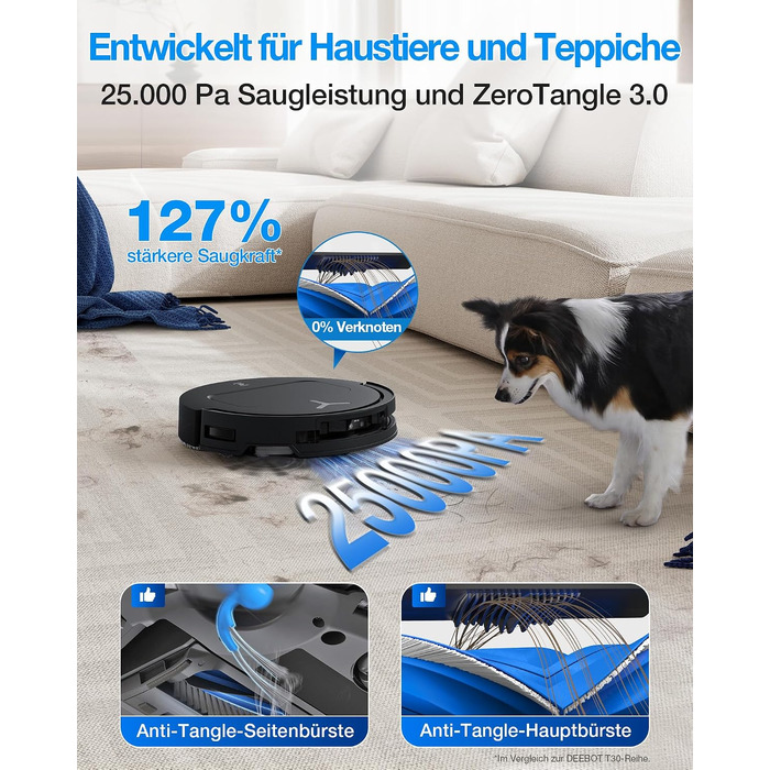 Робот-пилосос ECOVACS DEEBOT T50 Omni Gen3, 25 000 Па, чорний