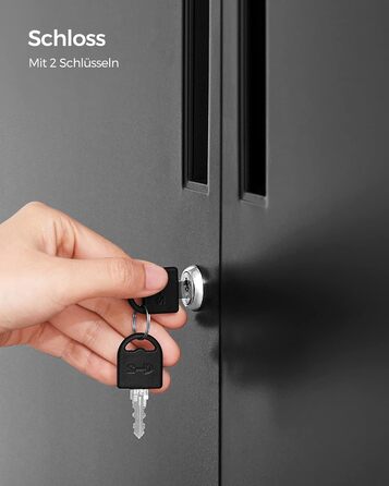 Шафа для документів, Багатоцільова шафа, Офічна шафа з 2 дверима, Шафа, що замикається, Сталева шафа для зберігання, Для кабінету, Вітальня, Матовий чорний OMC013B01 80W см Матовий чорний