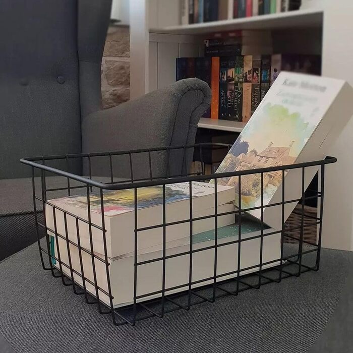 Дротяних кошики для зберігання, маленький металевий кошик 28x22x12 см, кошик для ванної кімнати, настінний залізний підвісний кошик, відкритий дротяний дизайн, сітчастий кошик для зберігання для офісу, кухні, ванної кімнати, 3