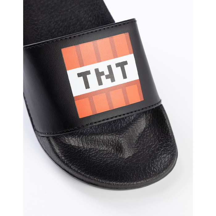 Слайдери Minecraft Creeper та TNT зеленого та чорного кольорів Повсякденне взуття для хлопчиків Набір із 2 слайдерів з обличчям Кріпера та ігровим елементом TNT, мерч, 31 EU